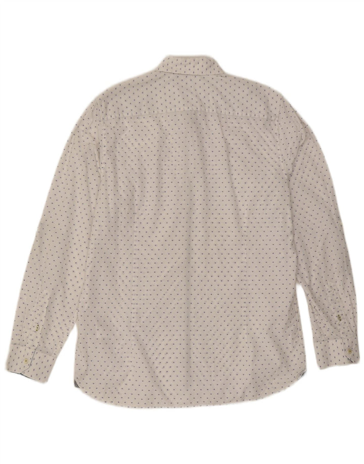 Ted Baker Mens Shirt Size 4 Large White Spotted Cotton