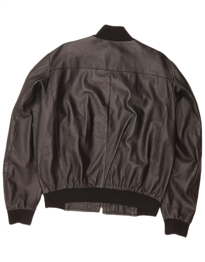 Vintage Mens Leather Jacket IT 50 Large Black Leather