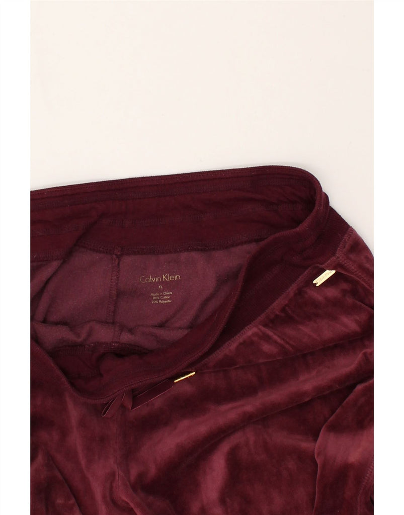 CALVIN KLEIN Womens Tracksuit Trousers UK 18 XL Burgundy Cotton | Vintage Calvin Klein | Thrift | Second-Hand Calvin Klein | Used Clothing | Messina Hembry 