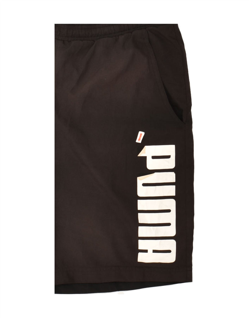 PUMA Mens Graphic Sport Shorts Small Black Polyester | Vintage Puma | Thrift | Second-Hand Puma | Used Clothing | Messina Hembry 