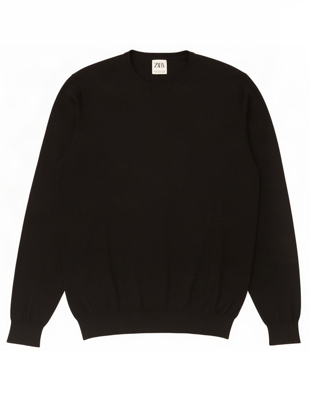 Zara Mens Crew Neck Jumper Sweater Medium Black Viscose