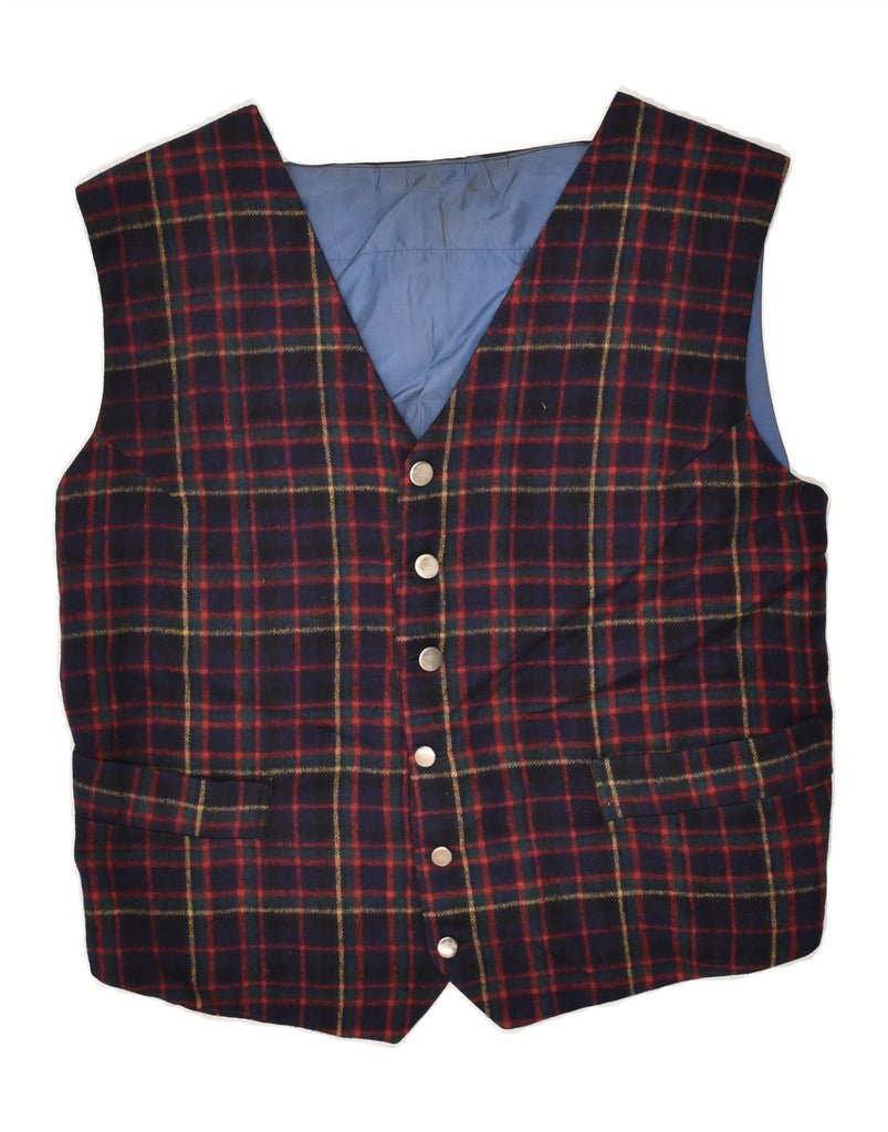 VINTAGE Mens Waistcoat Small Navy Blue Check | Vintage Vintage | Thrift | Second-Hand Vintage | Used Clothing | Messina Hembry 