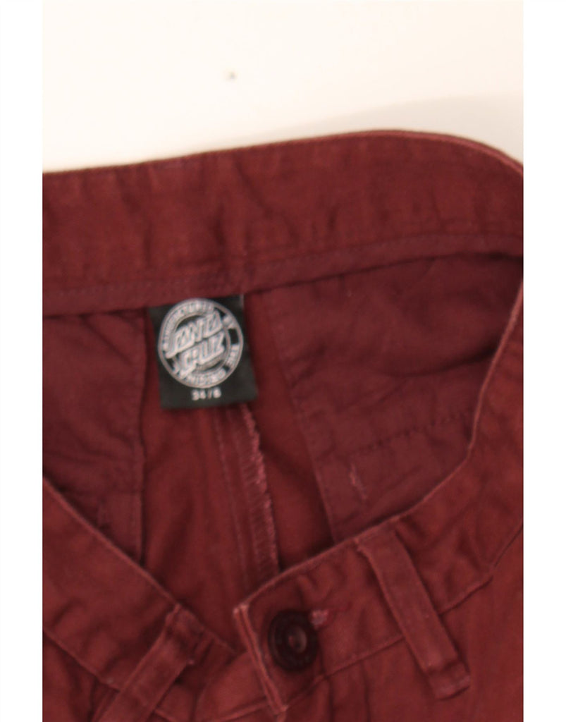 SANTA CRUZ Womens Straight Chino Trousers EU 34 XS W26 L26 Maroon Cotton Vintage Santa Cruz and Second-Hand Santa Cruz from Messina Hembry 