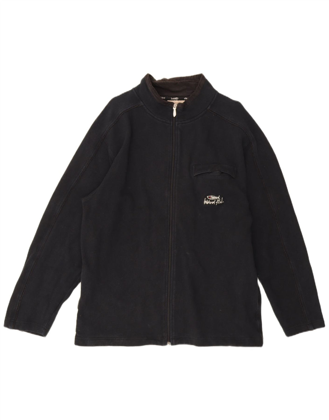 Weird Fish Mens Tracksuit Top Jacket Large Navy Blue Cotton
