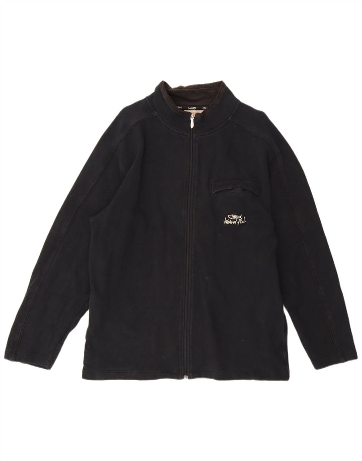 Weird Fish Mens Tracksuit Top Jacket Large Navy Blue Cotton