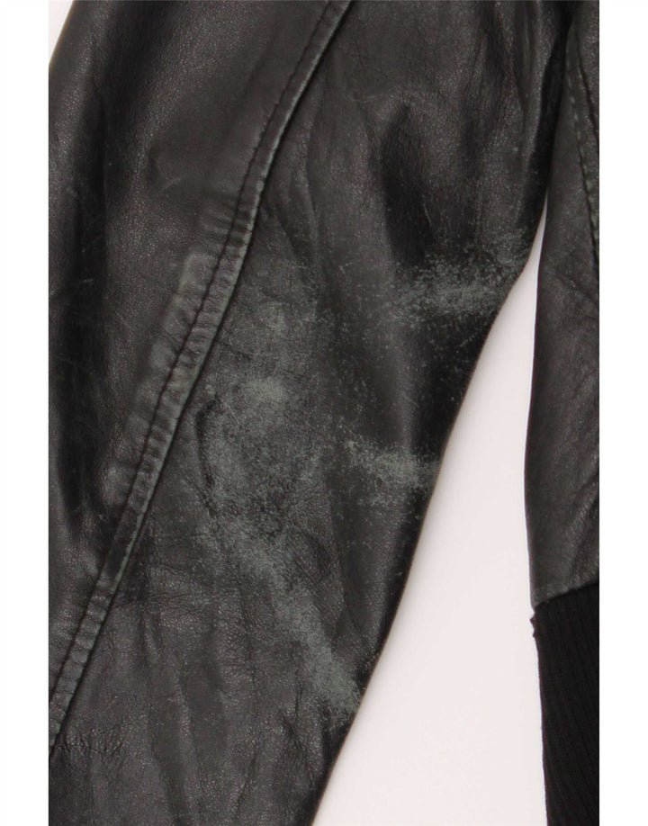 Sasch Womens Crop Leather Jacket UK 12 Medium Black