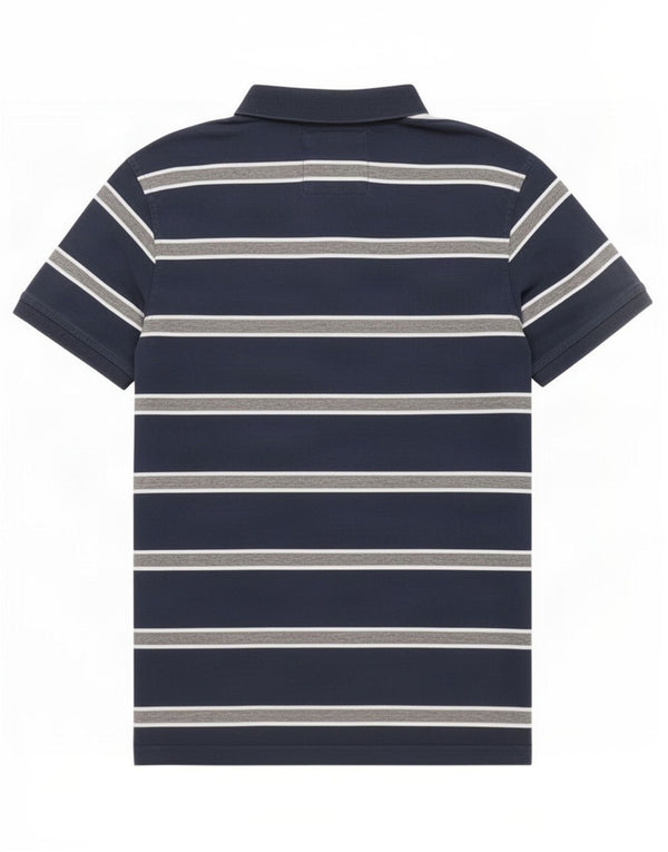 Crew Clothing Mens Polo Shirt XL Navy Blue Striped Cotton