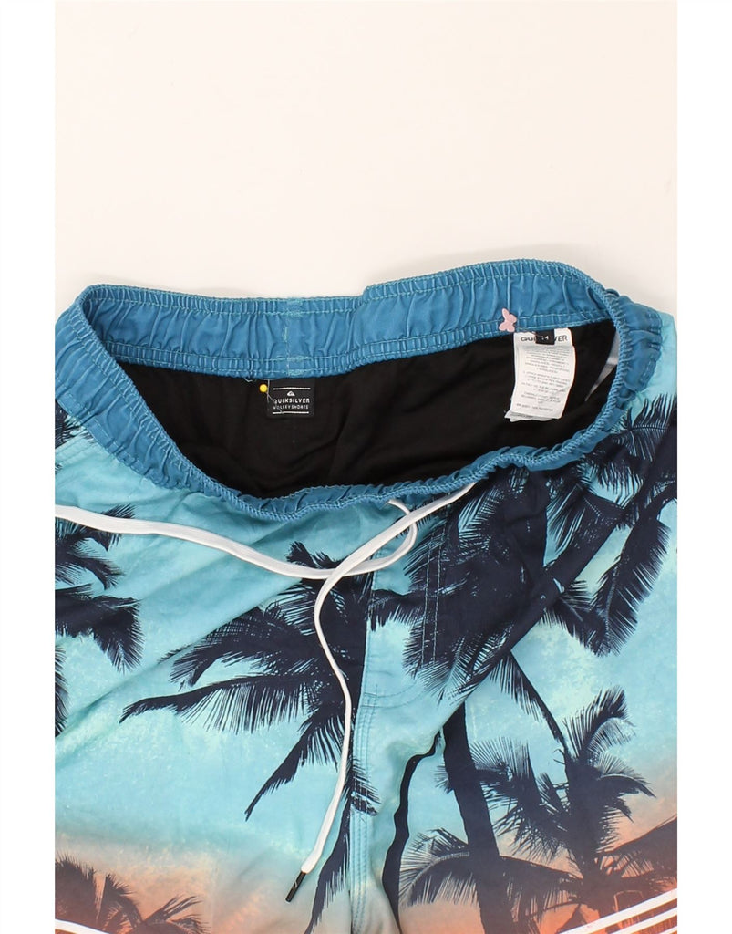 QUIKSILVER Mens Sport Shorts Medium Blue Floral Polyester Hawaiian | Vintage Quiksilver | Thrift | Second-Hand Quiksilver | Used Clothing | Messina Hembry 