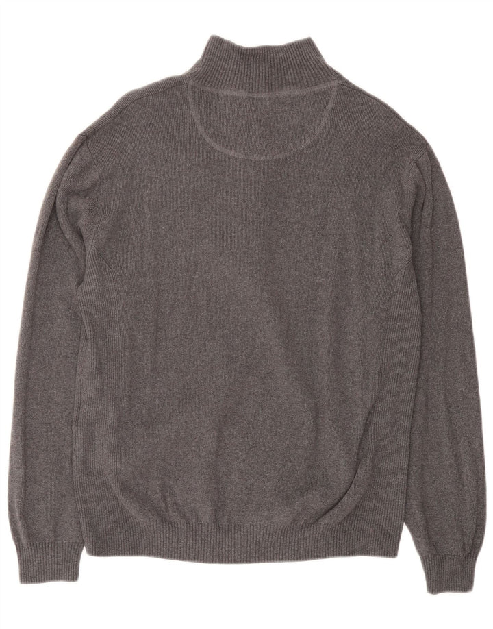 Musto Mens Zip Neck Jumper Sweater Medium Grey Cotton
