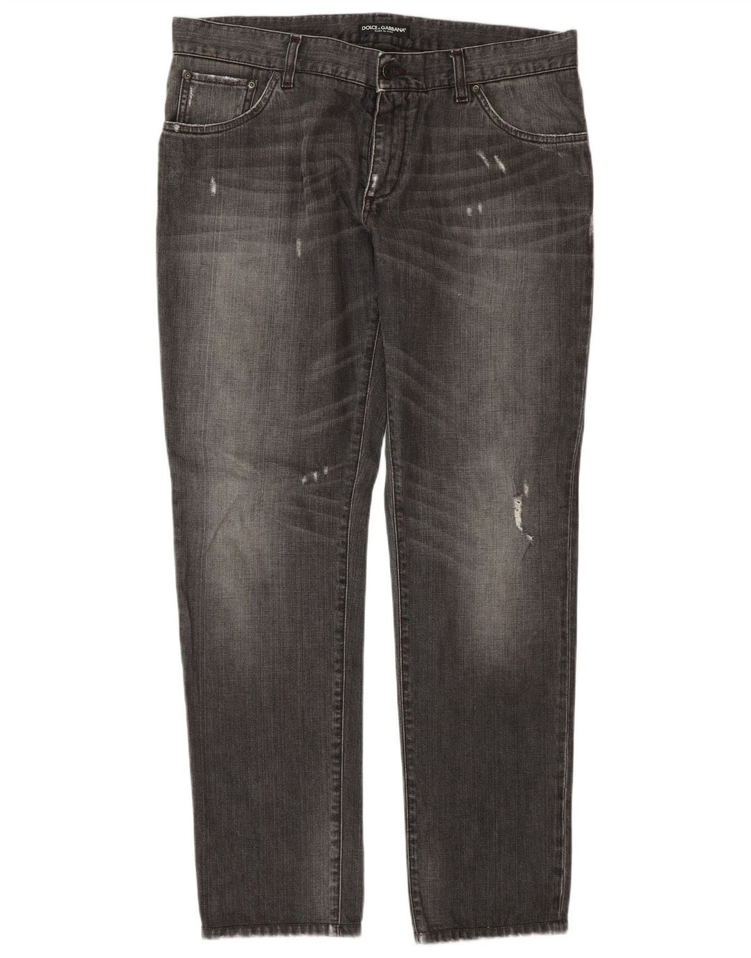 Dolce & Gabbana Womens Distressed Straight Jeans IT 50 XL W36 L32 Grey