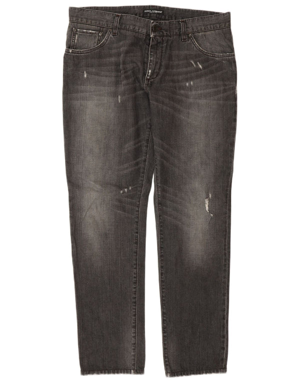 Dolce & Gabbana Womens Distressed Straight Jeans IT 50 XL W36 L32 Grey