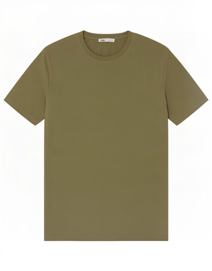Zara Mens T-Shirt Top Medium Khaki