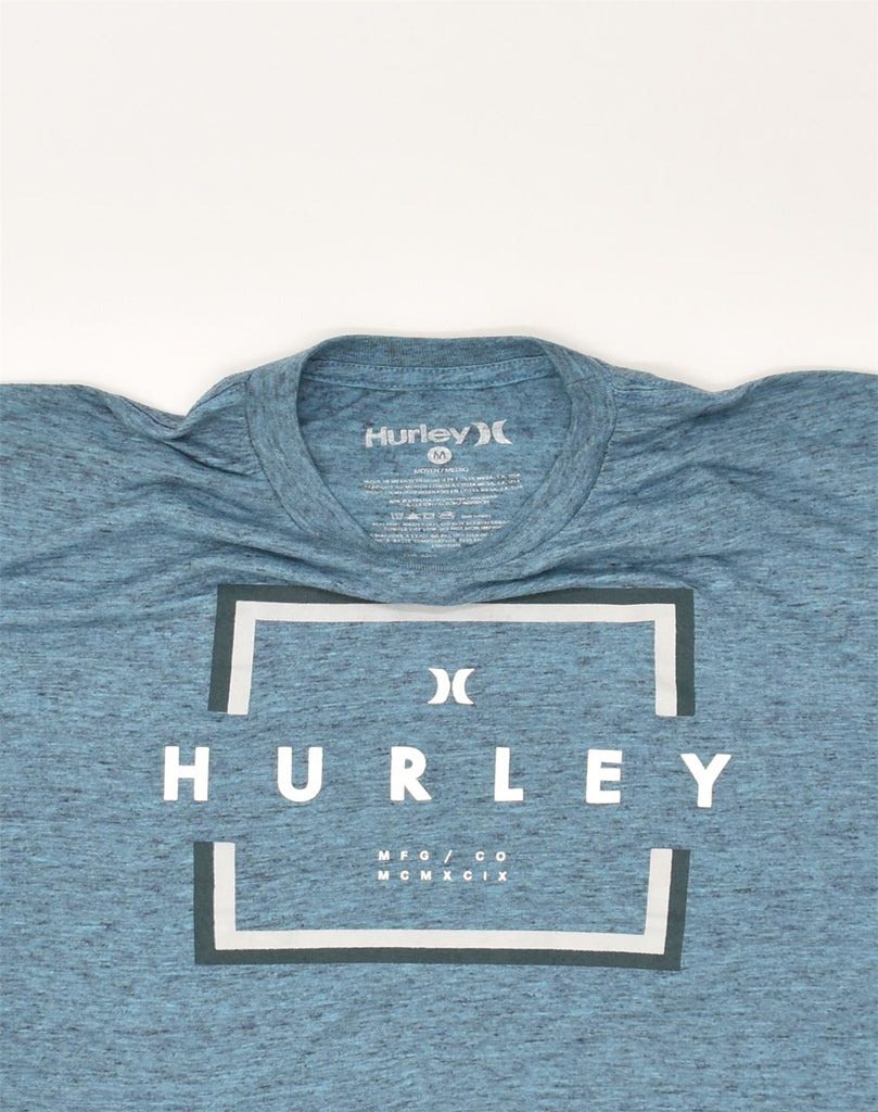 HURLEY Mens Graphic T-Shirt Top Medium Blue Flecked Polyester | Vintage Hurley | Thrift | Second-Hand Hurley | Used Clothing | Messina Hembry 