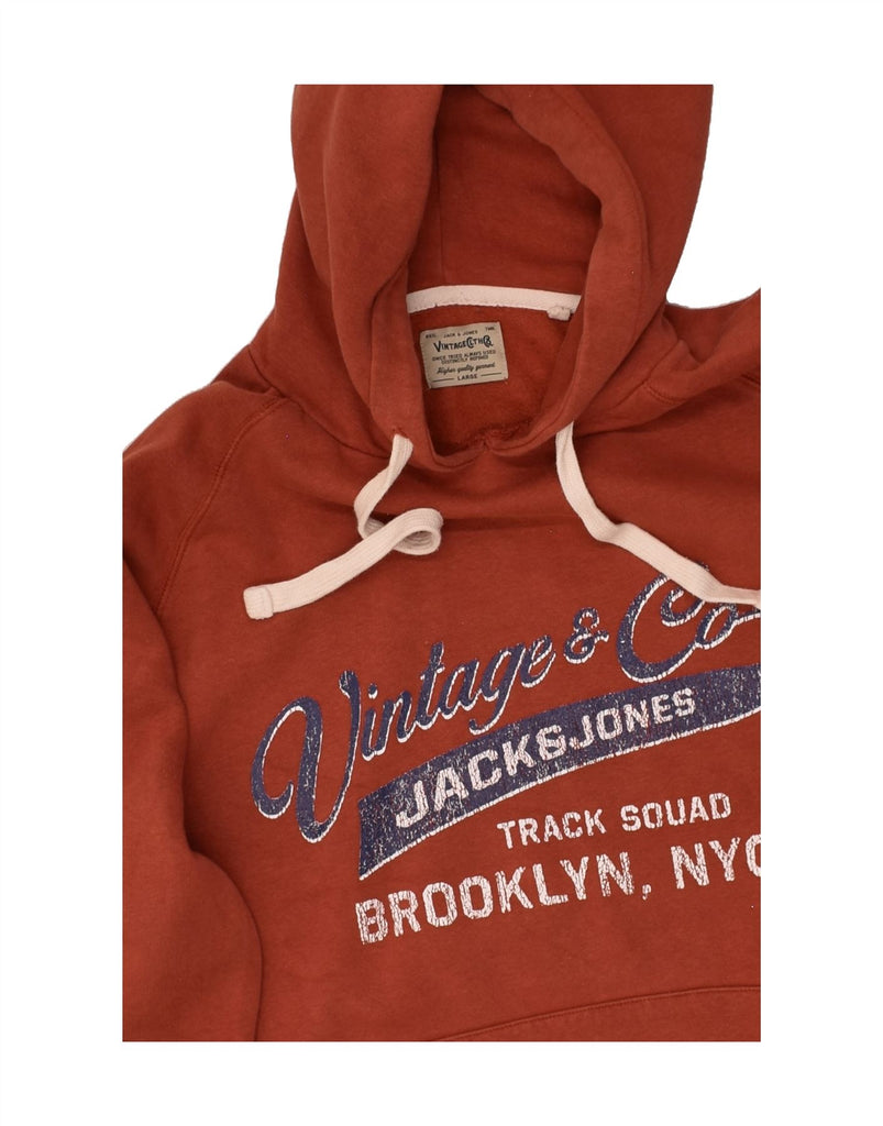 JACK & JONES Mens Graphic Hoodie Jumper Large Orange Cotton | Vintage Jack & Jones | Thrift | Second-Hand Jack & Jones | Used Clothing | Messina Hembry 