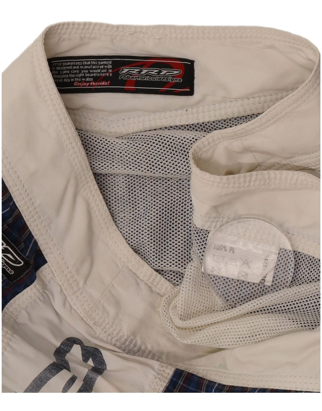 RRD Mens Graphic Swimming Shorts Medium Navy Blue Colourblock Polyester