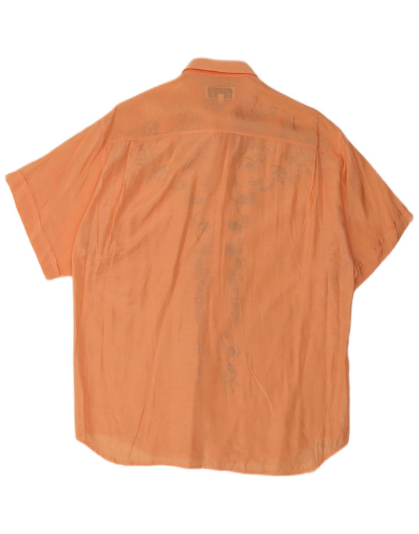VINTAGE Mens Graphic Short Sleeve Shirt Small Orange Viscose