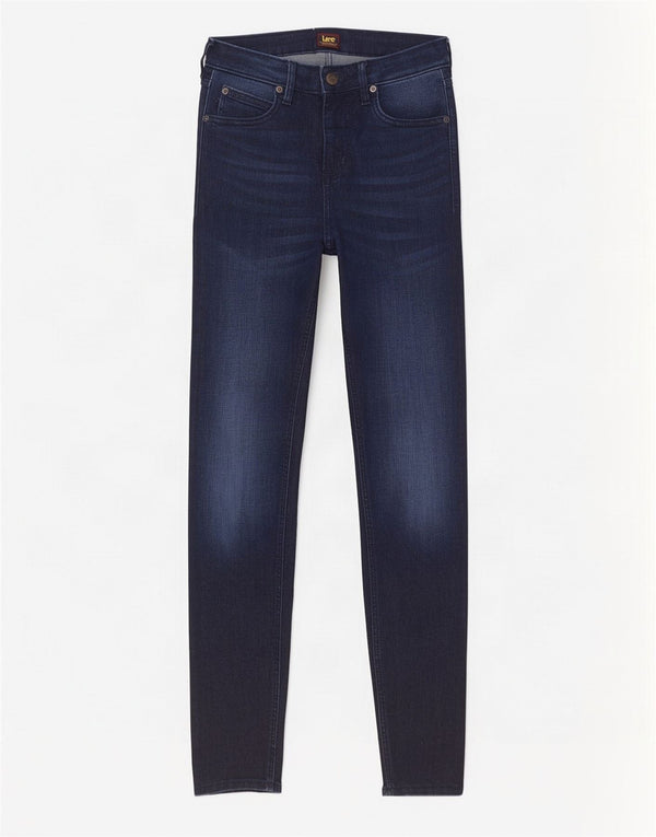 Lee Womens Malone Skinny Jeans W26 L32 Navy Blue Cotton