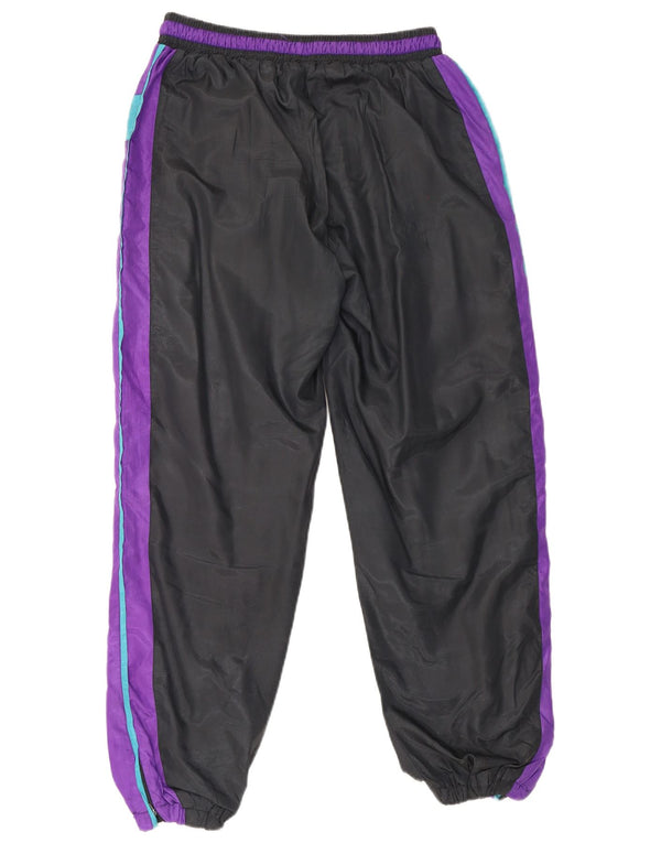 Vintage Mens Tracksuit Trousers Joggers Medium Black Colourblock