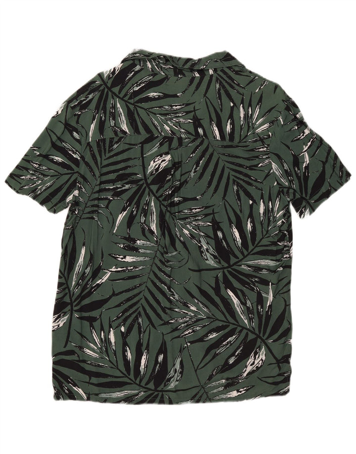 Weird Fish Mens Abstract Pattern Short Sleeve Shirt Small Green Viscose