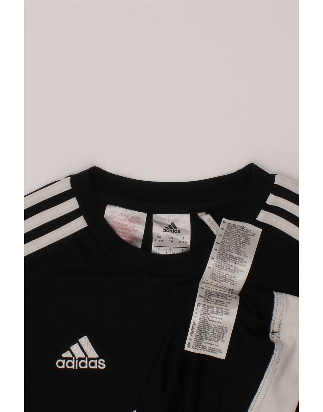 ADIDAS Boys Climalite T-Shirt Top 11-12 Years Black Colourblock Polyester