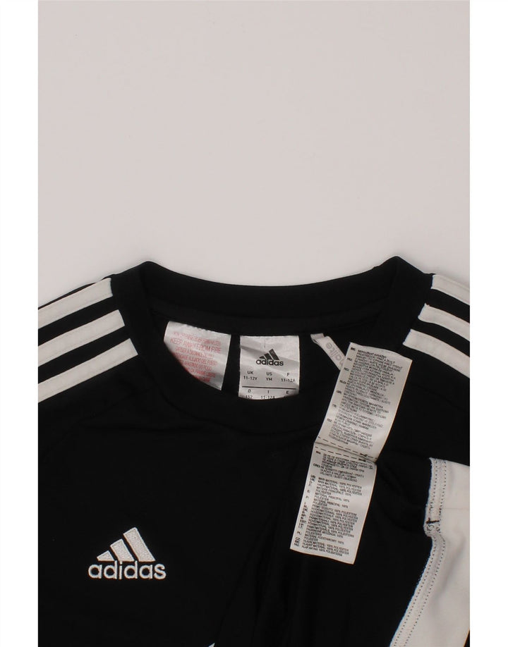 ADIDAS Boys Climalite T-Shirt Top 11-12 Years Black Colourblock Polyester