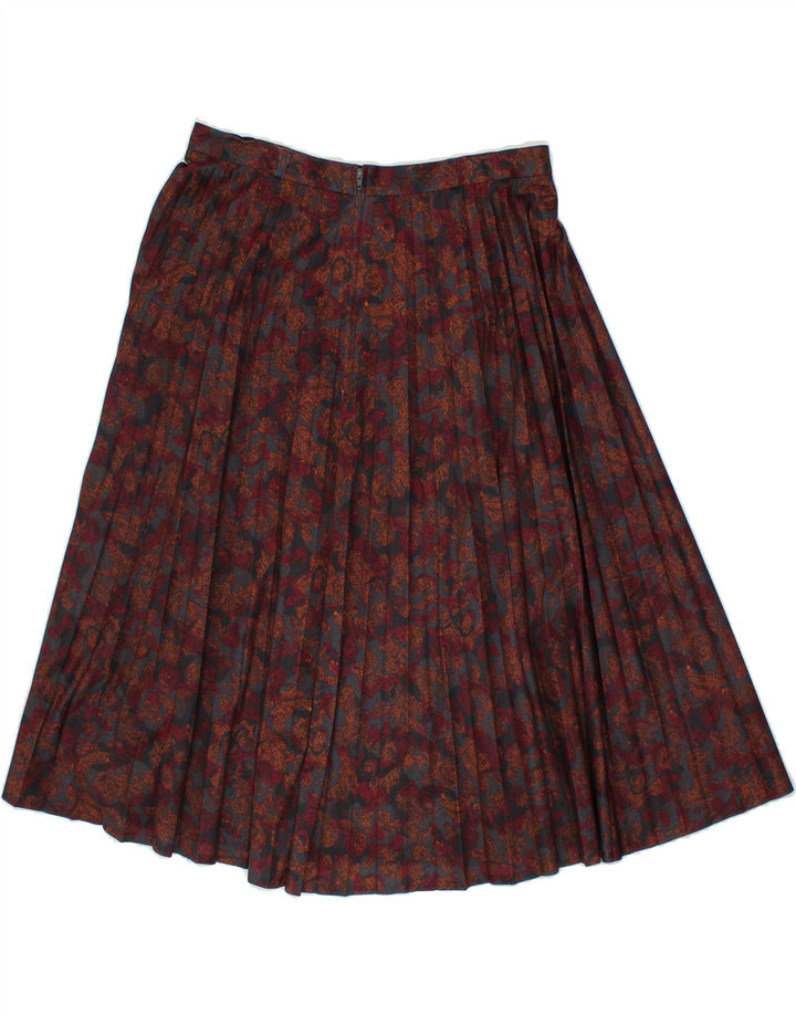 VINTAGE Womens Abstract Pattern Pleated A-Line Skirt W32 Large Brown Vintage Vintage and Second-Hand Vintage from Messina Hembry 