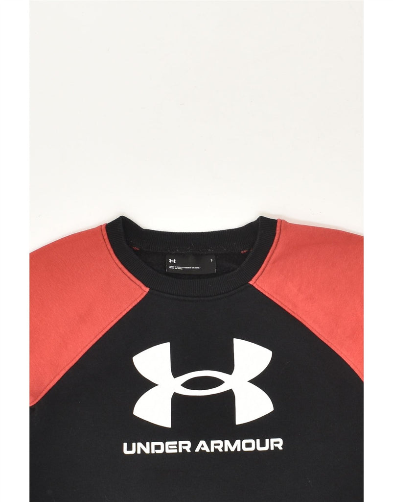 UNDER ARMOUR Boys Graphic Sweatshirt Jumper 6-7 Years Black Colourblock | Vintage Under Armour | Thrift | Second-Hand Under Armour | Used Clothing | Messina Hembry 