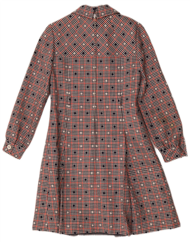 Vintage Womens Long Sleeve A-Line Dress UK 10 Small Multicoloured Check