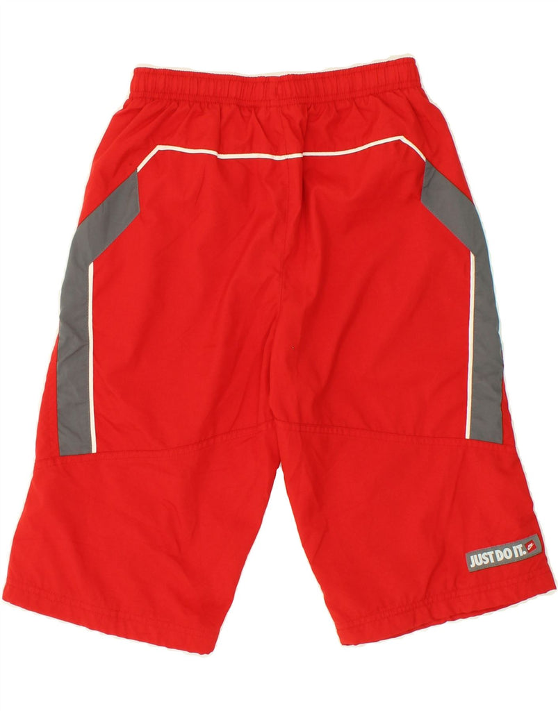 NIKE Boys Sport Shorts 10-11 Years Medium Red Colourblock Polyester | Vintage Nike | Thrift | Second-Hand Nike | Used Clothing | Messina Hembry 