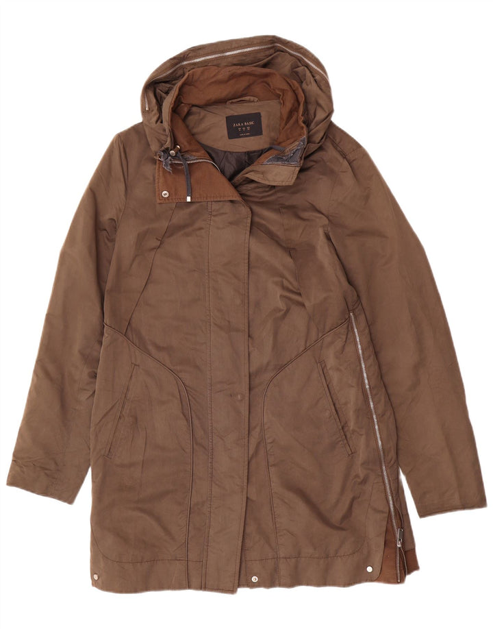 Zara Womens Parka Jacket UK 14 Medium Brown Polyamide