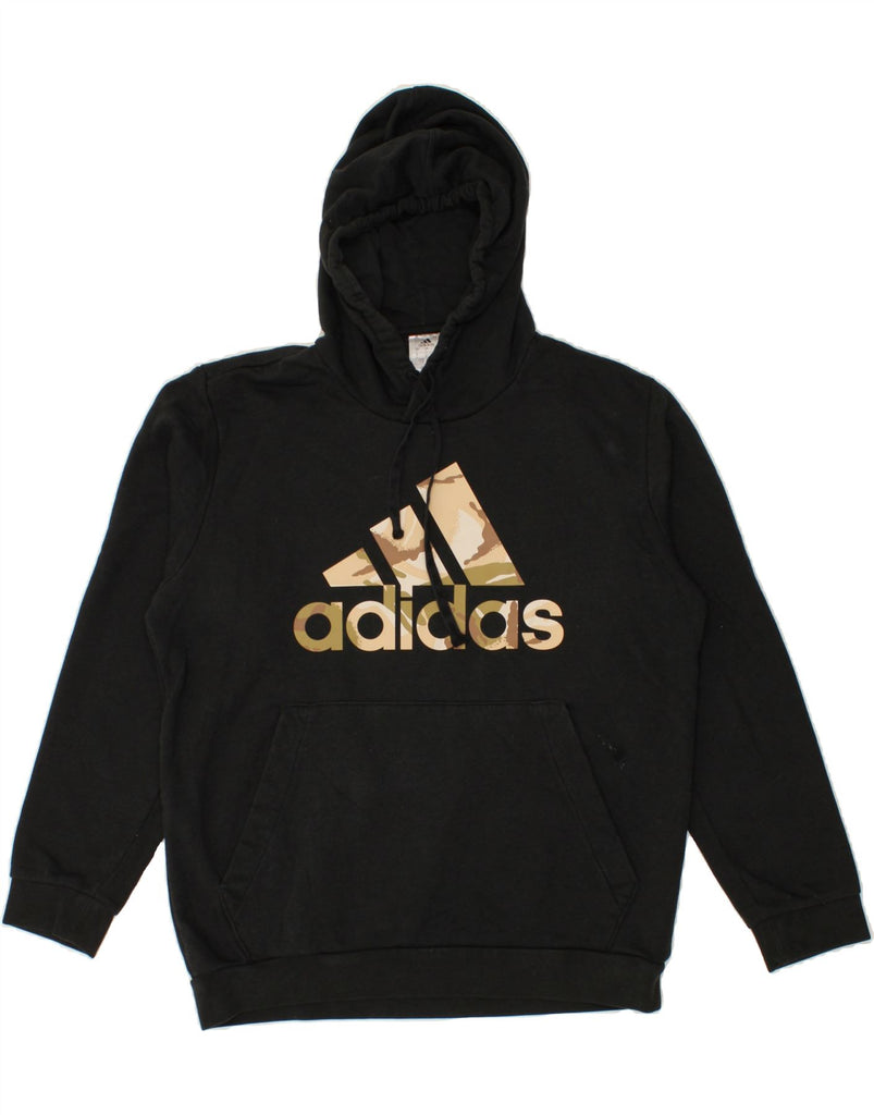 ADIDAS Mens Graphic Hoodie Jumper Large Black Cotton | Vintage Adidas | Thrift | Second-Hand Adidas | Used Clothing | Messina Hembry 