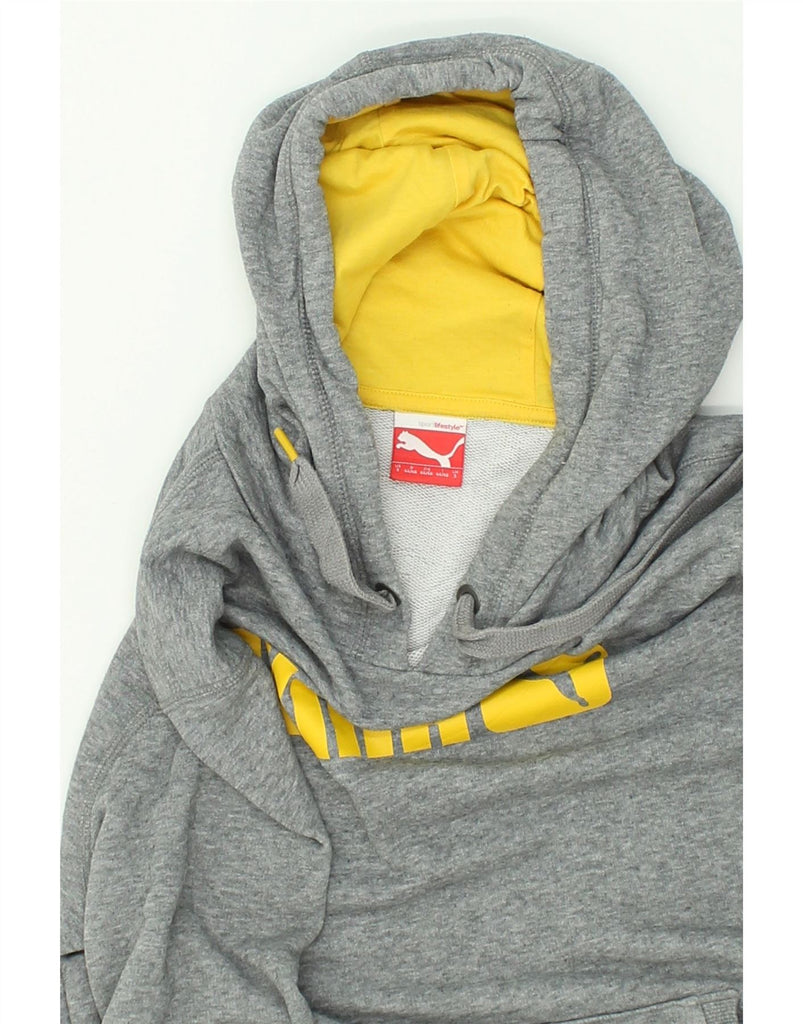 PUMA Mens Graphic Hoodie Jumper Small Grey Cotton | Vintage Puma | Thrift | Second-Hand Puma | Used Clothing | Messina Hembry 