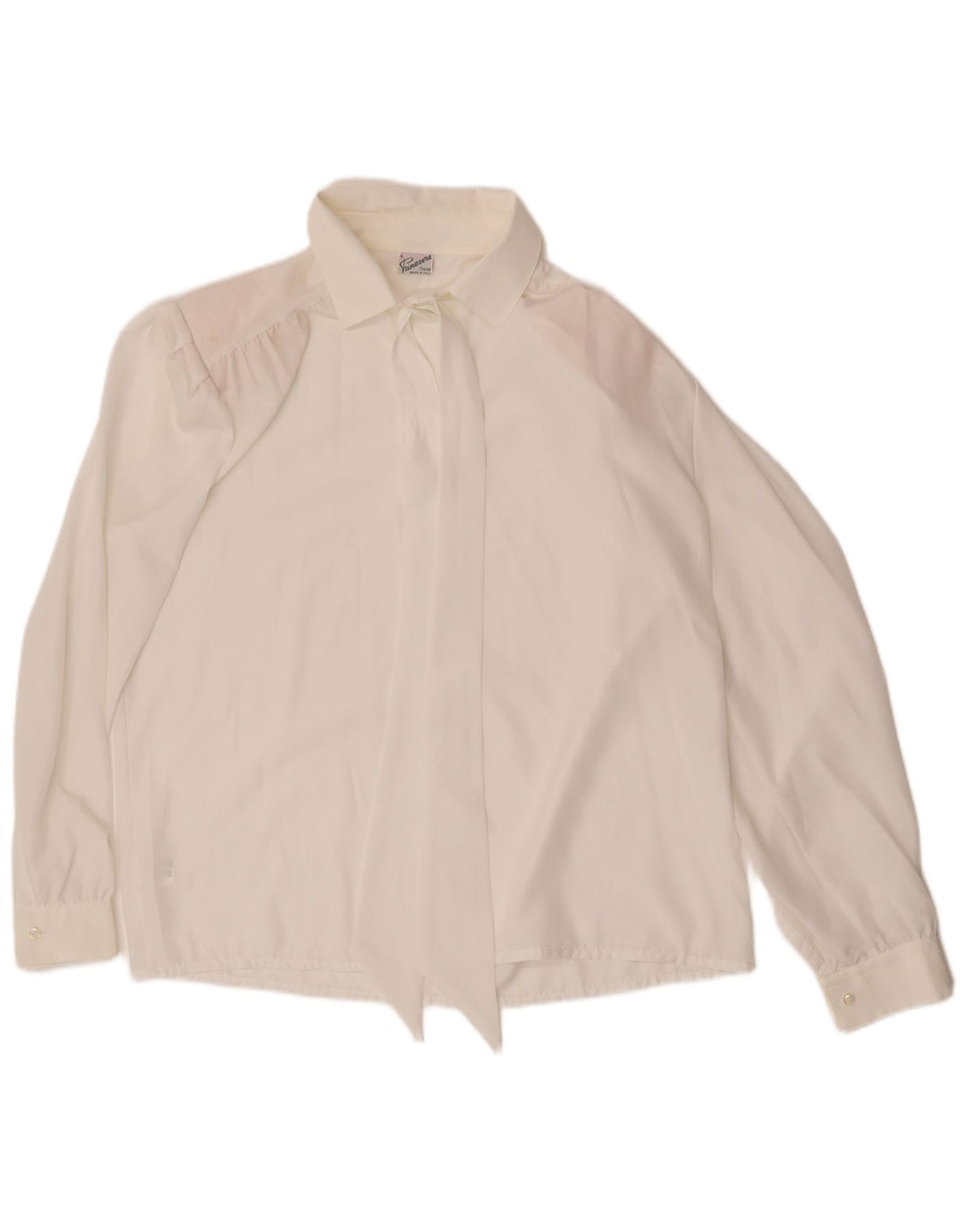 Primavera Firenze Womens Bow Tie Shirt Blouse UK 18 XL White Polyester