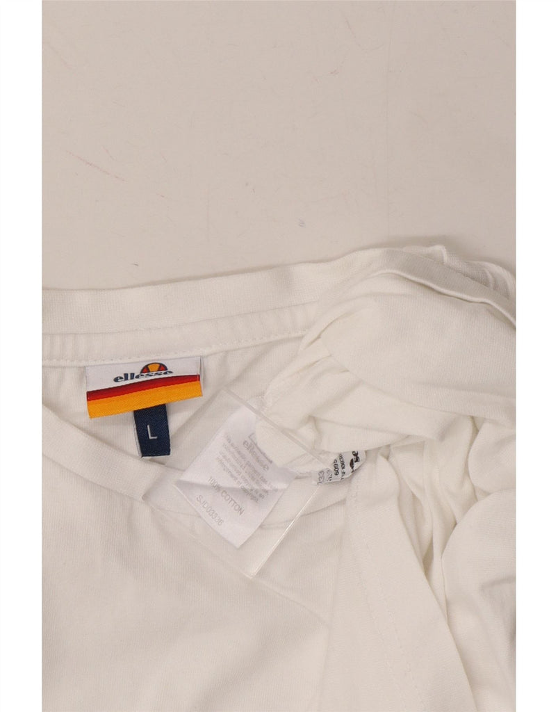 ELLESSE Mens Graphic T-Shirt Top Large White Cotton Vintage Ellesse and Second-Hand Ellesse from Messina Hembry 