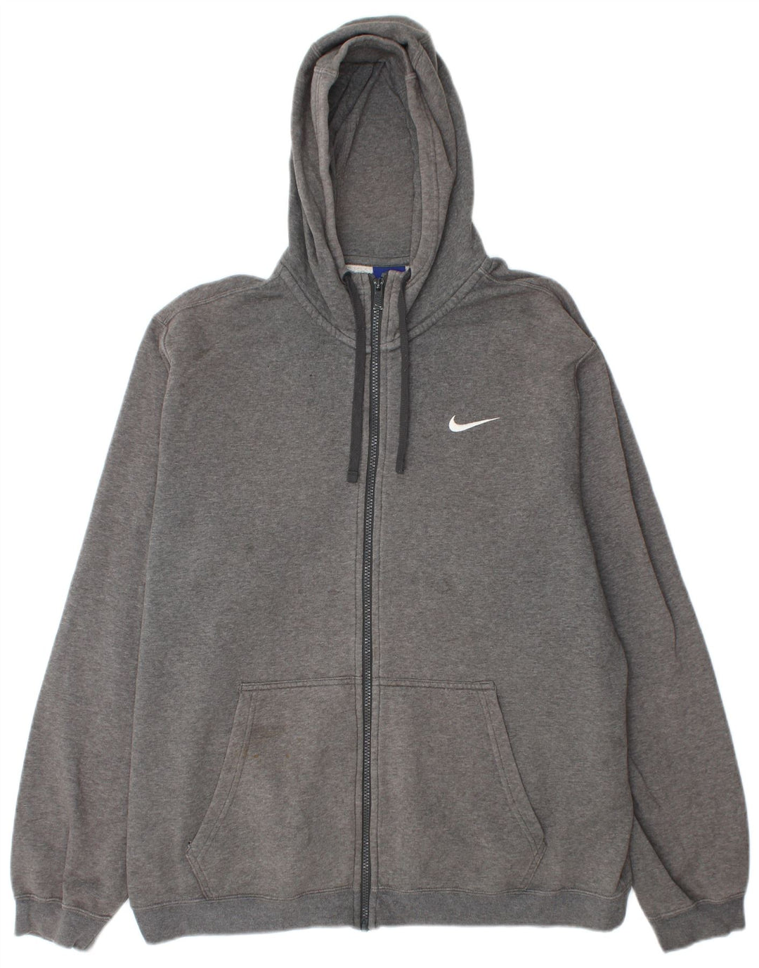 NIKE Mens Zip Hoodie Sweater XL Grey Cotton