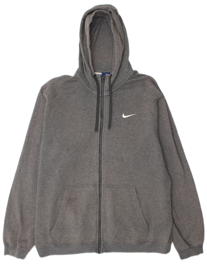 NIKE Mens Zip Hoodie Sweater XL Grey Cotton