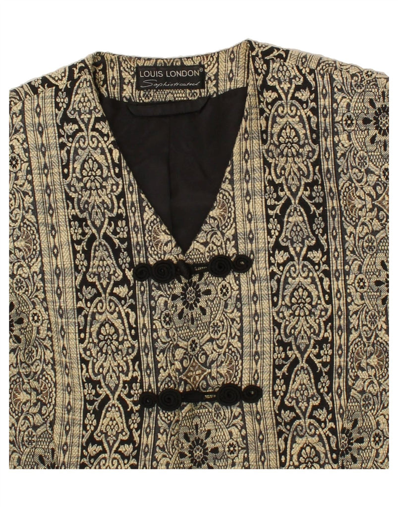 LOUIS LONDON Womens Crop 3 Button Blazer Jacket UK 12 Medium Beige Paisley | Vintage Louis London | Thrift | Second-Hand Louis London | Used Clothing | Messina Hembry 