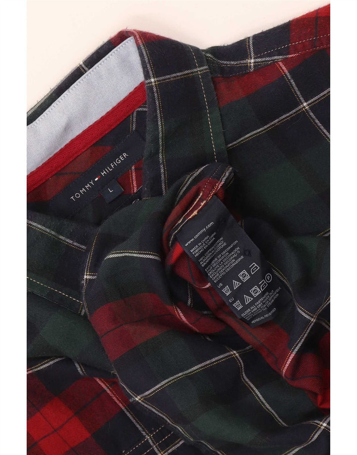 Tommy Hilfiger Mens Flannel Shirt Large Red Check Cotton