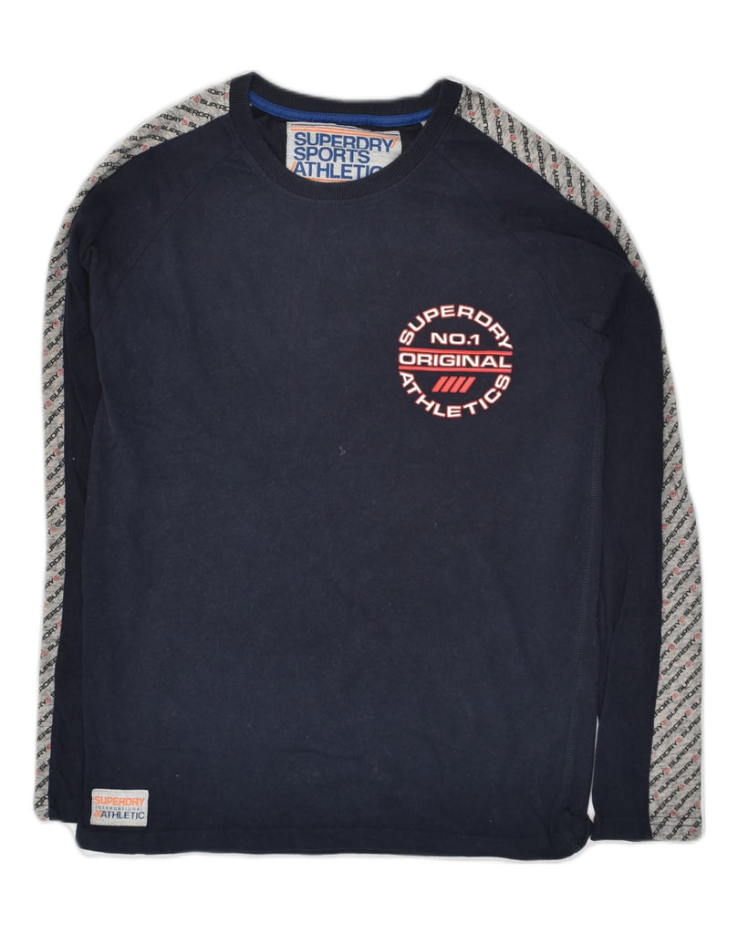 SUPERDRY Mens Graphic Top Long Sleeve Small Navy Blue Cotton | Vintage Superdry | Thrift | Second-Hand Superdry | Used Clothing | Messina Hembry 