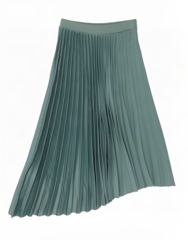 Zara Womens Asymmetric Pleated Skirt Medium W28 Green Polyester