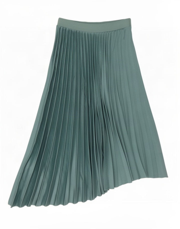 Zara Womens Asymmetric Pleated Skirt Medium W28 Green Polyester