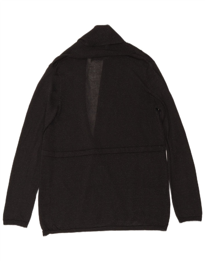 Zara Womens Open Cardigan Sweater UK 12 Medium Black Viscose