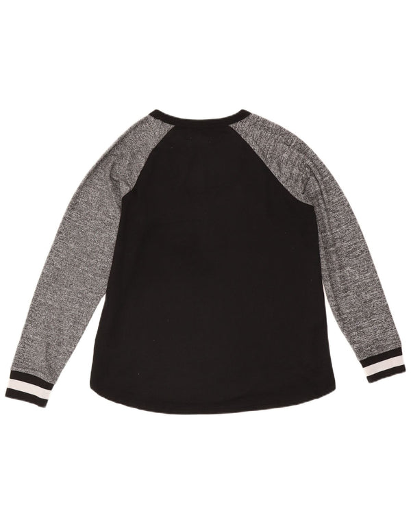 Dkny Womens Graphic Top Long Sleeve UK 10 Small Black Colourblock Polyester