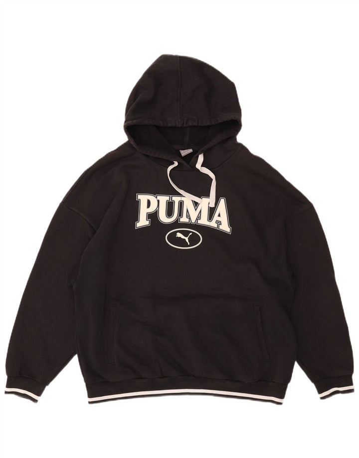 PUMA Womens Graphic Hoodie Jumper UK 16 Large Black Cotton