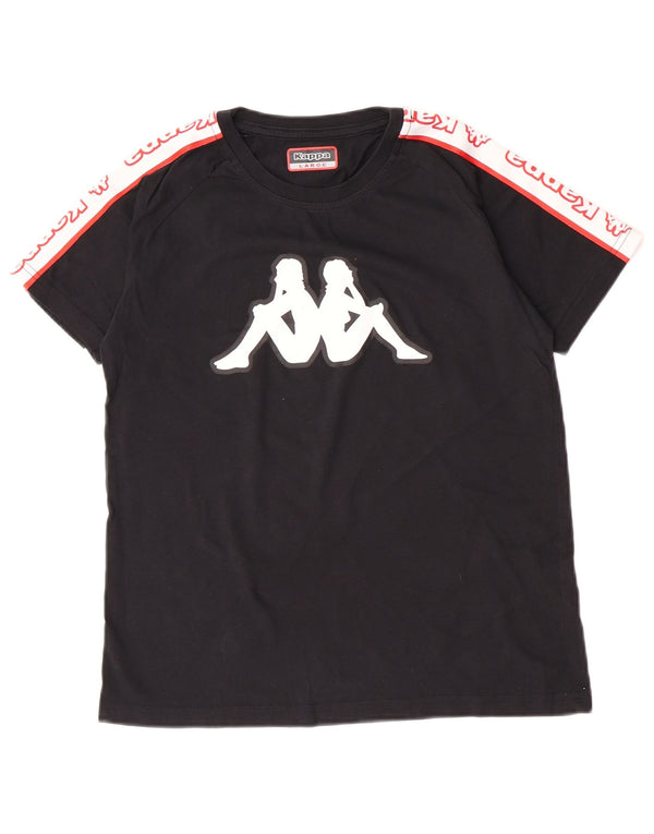 Kappa Womens Graphic T-Shirt Top UK 14 Large Black Colourblock Cotton