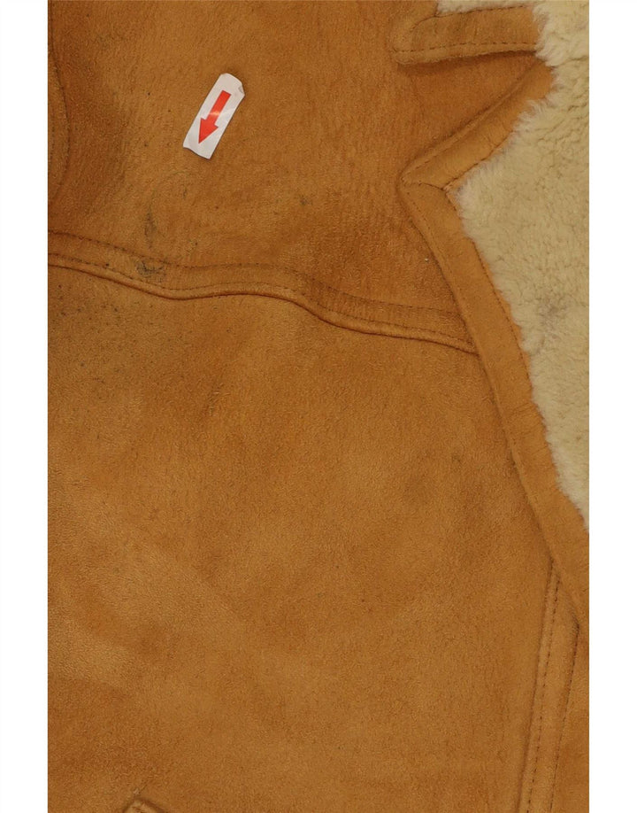 Vintage Mens Shearling Jacket IT 54 2XL Brown Leather