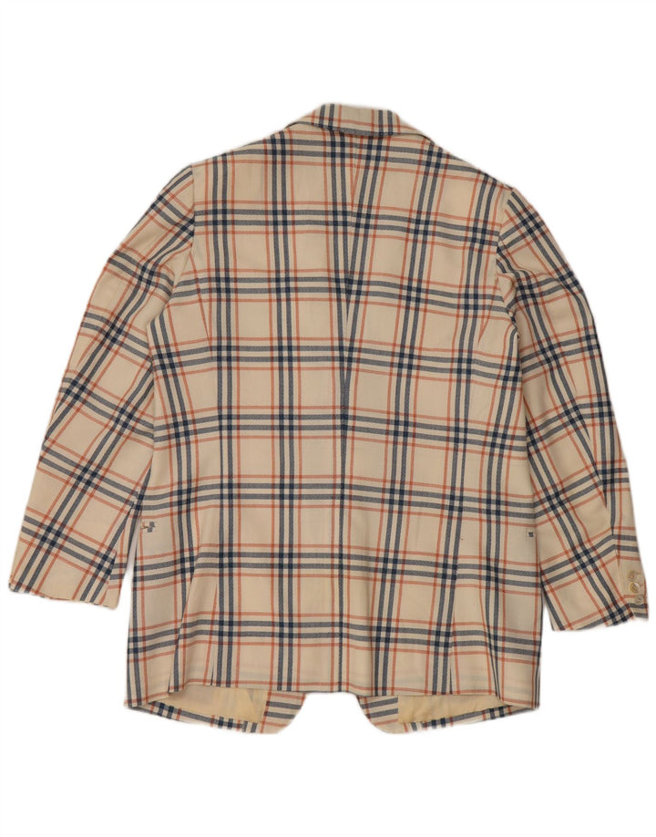 Vintage Mens 2 Button Blazer Jacket UK 38 Medium Off White Check