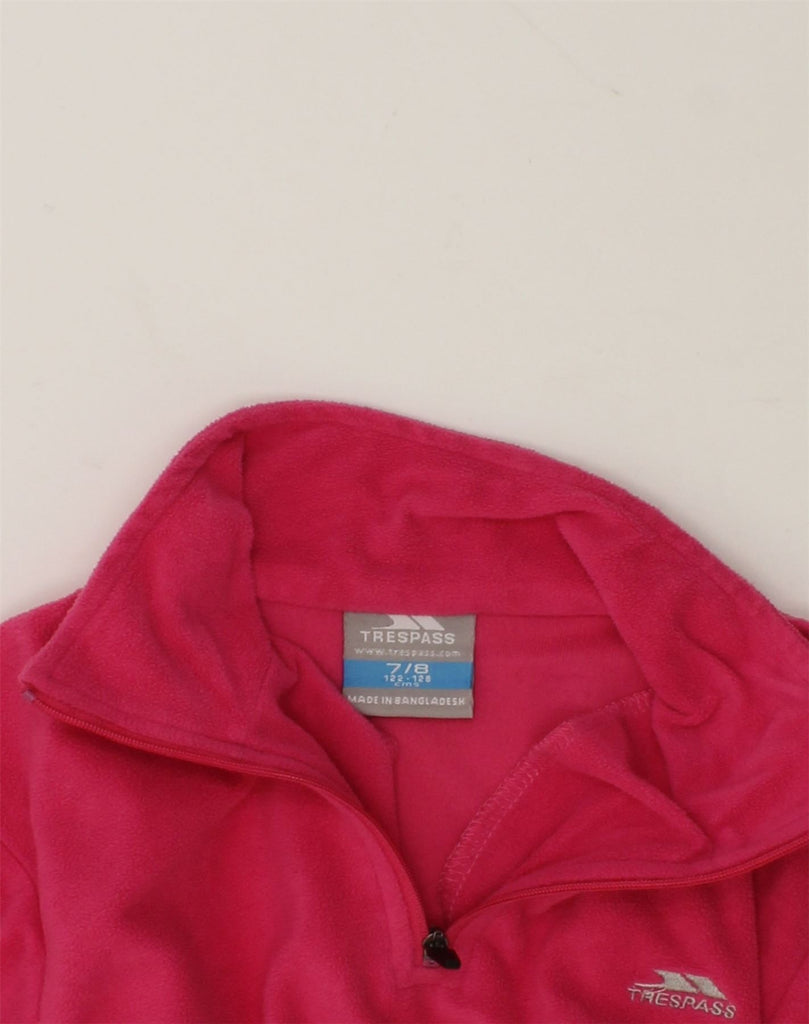 TRESPASS Girls Zip Neck Fleece Jumper 7-8 Years Pink Polyester | Vintage Trespass | Thrift | Second-Hand Trespass | Used Clothing | Messina Hembry 