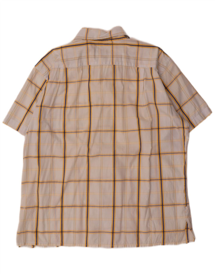 Lacoste Mens Short Sleeve Shirt Size 46 2XL White Check Cotton