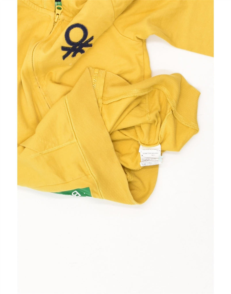 BENETTON Boys Graphic Zip Hoodie Sweater 8-9 Years Large Yellow Cotton | Vintage Benetton | Thrift | Second-Hand Benetton | Used Clothing | Messina Hembry 